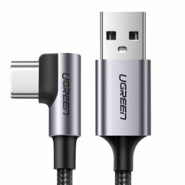 Ugreen USB til USB-C QC3.0 kabel med vinkel - 2m - Sort vævet